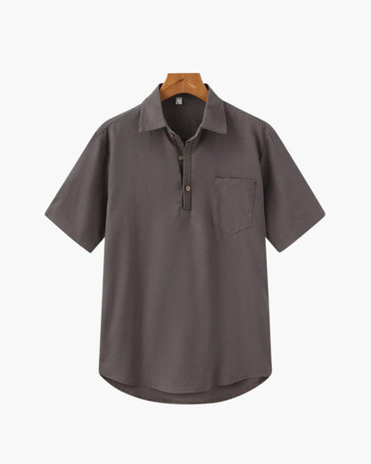 Thiago | Chemise Polo d'Été pour Hommes en Lin avec Poche Poitrine