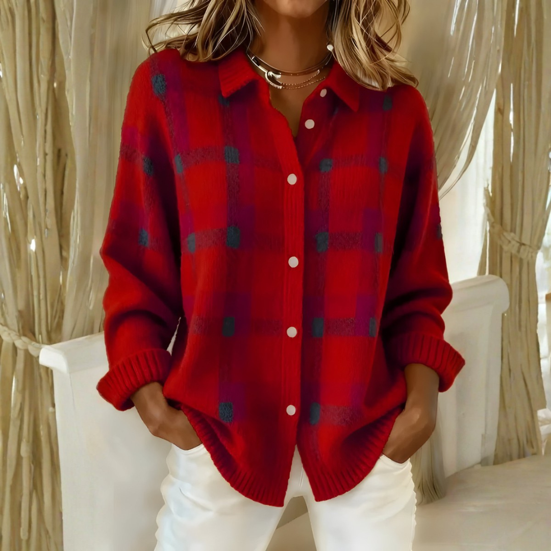 Emily | Cardigan en Tricot à Carreaux