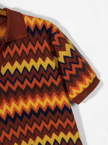 Pull Rétro avec Motif Zigzag