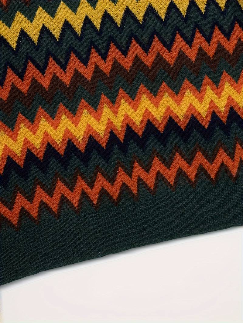 Pull Rétro avec Motif Zigzag