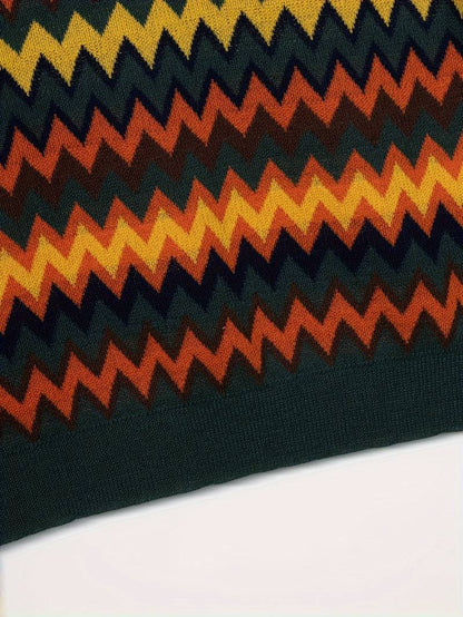 Pull Rétro avec Motif Zigzag
