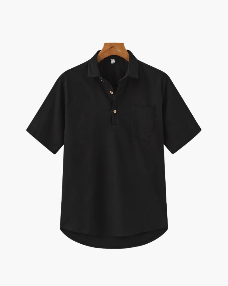 Thiago | Chemise Polo d'Été pour Hommes en Lin avec Poche Poitrine