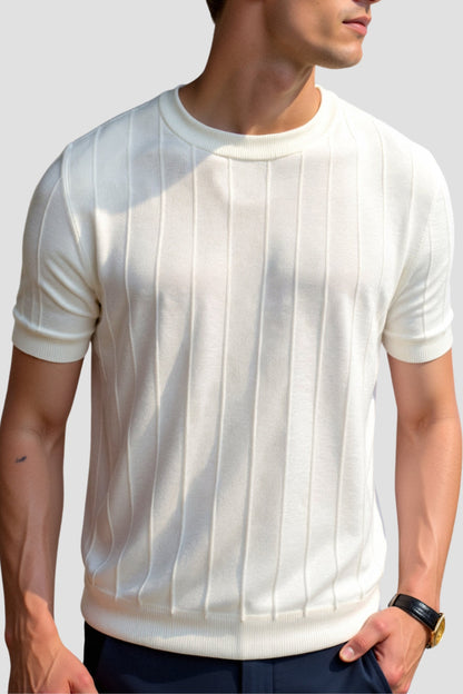 T-shirt Rayé O-Cou Classique Heavy Oude Geld