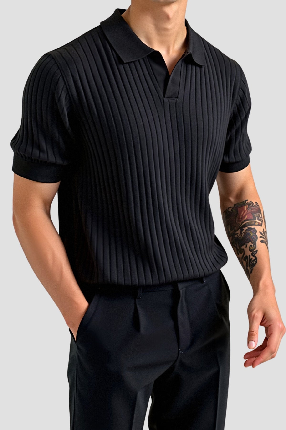 Polo en Coton Côtelé pour Hommes à Manches Courtes – Élégant & Intemporel