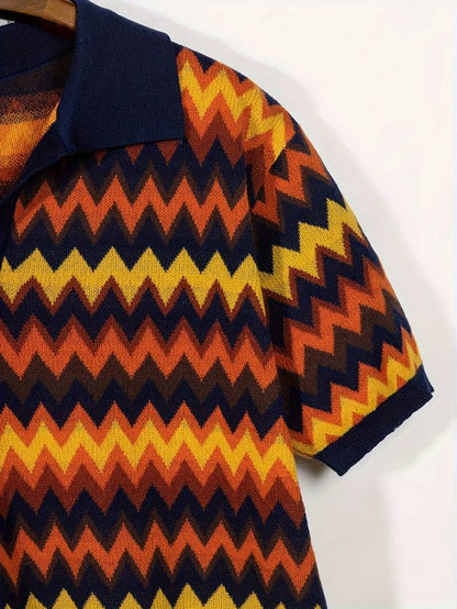 Pull Rétro avec Motif Zigzag