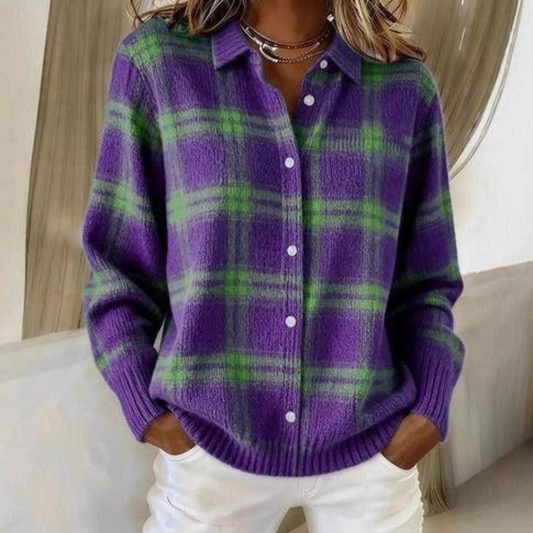 Florence | Cardigan en Tricot à Carreaux