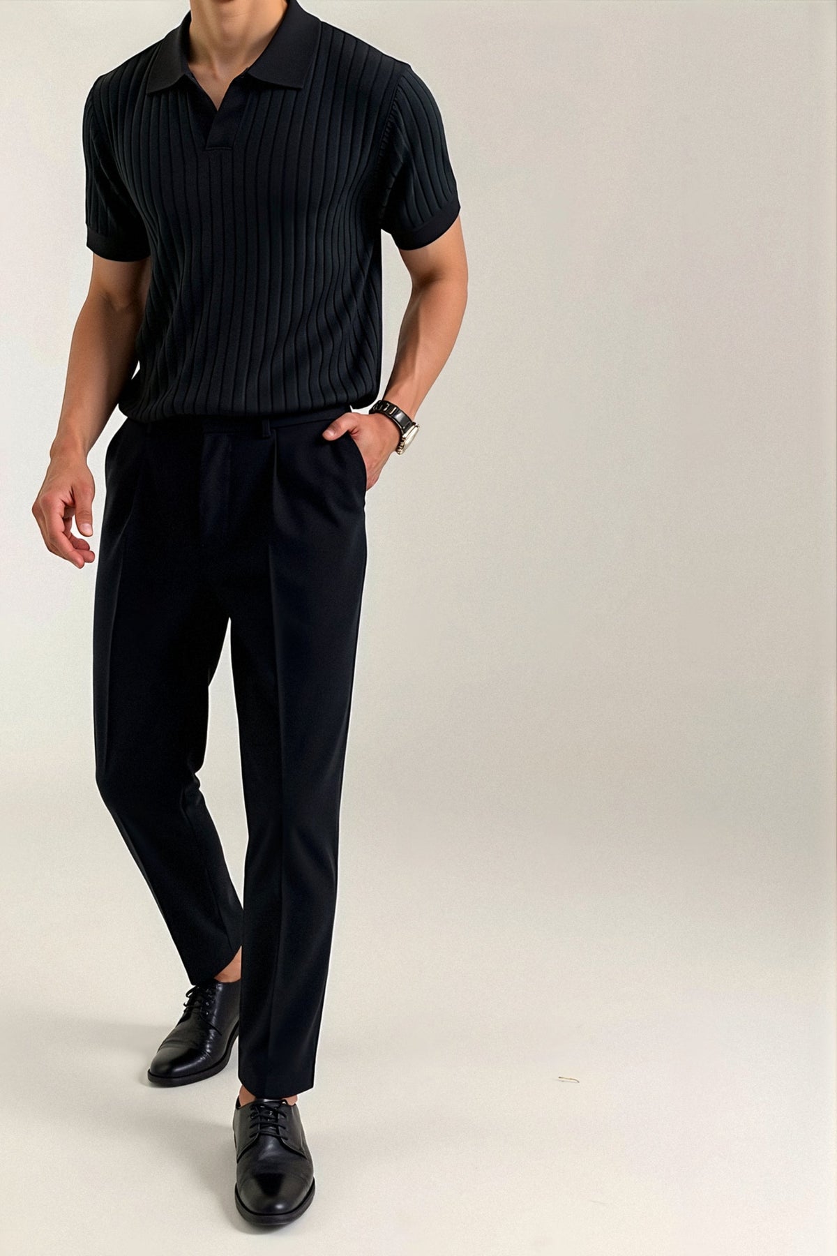 Polo en Coton Côtelé pour Hommes à Manches Courtes – Élégant & Intemporel