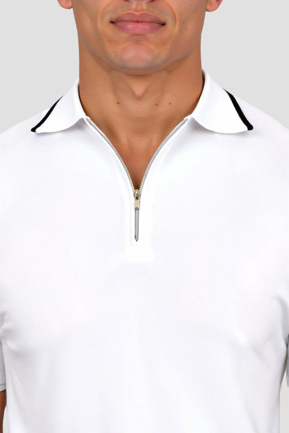 Polo Classique avec Zip et Détails Contrastés