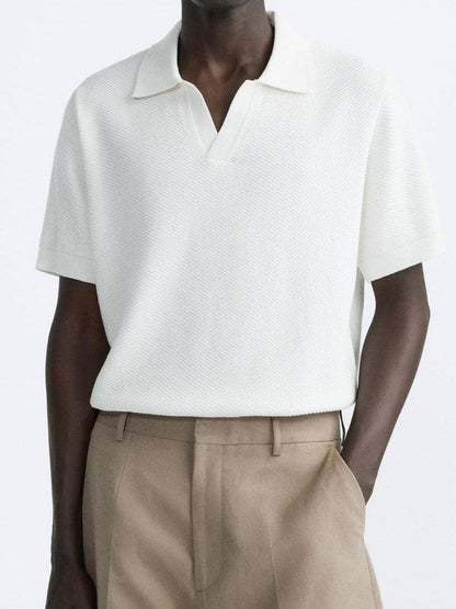 Polo en tricot classique en blanc
