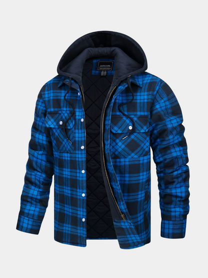 VESTE À CARREAUX AVEC CAPUCHE