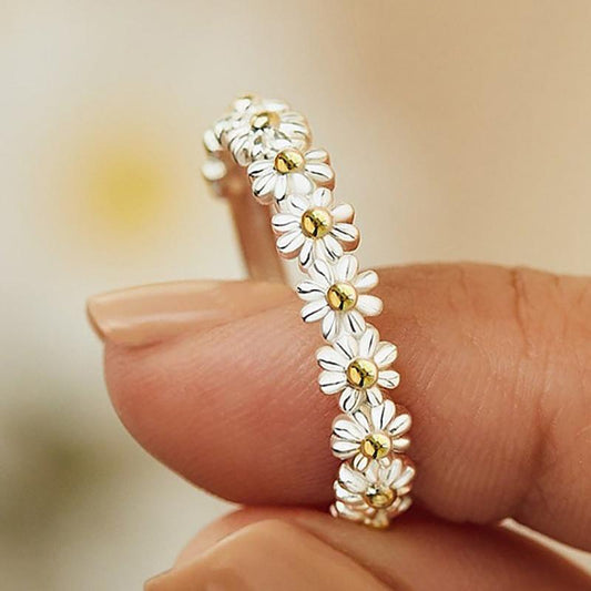 BAGUE AJUSTABLE EN ARGENT AVEC MARGUERITE