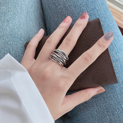 BAGUE AJUSTABLE EN ARGENT À COUCHES