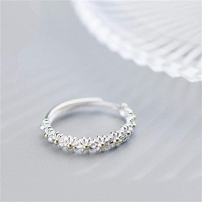 BAGUE AJUSTABLE EN ARGENT AVEC MARGUERITE
