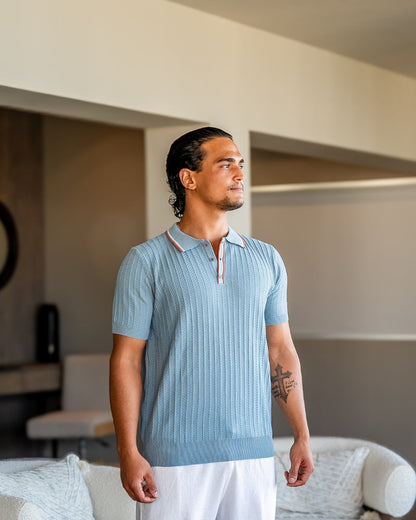 Theo | Polo d'été en tricot avec col contrasté