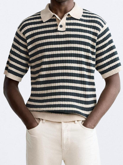 Polo tricoté à rayures classiques
