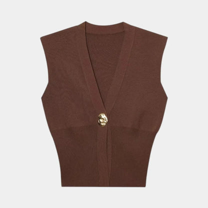 Félicie | Gilet en Tricot Détail Boutonné Col V