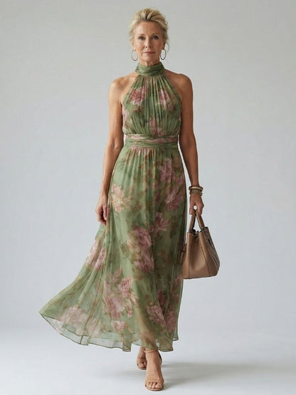 Robe Midi à Encolure Halter Froncée Mirelle