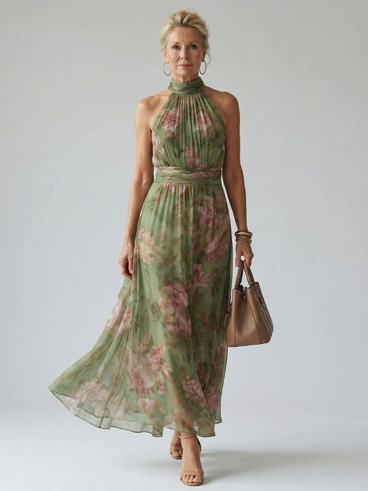 Robe Midi à Encolure Halter Froncée Mirelle
