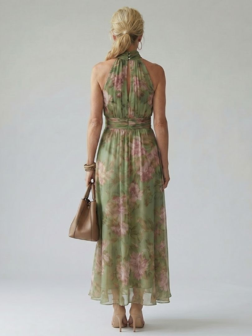 Robe Midi à Encolure Halter Froncée Mirelle