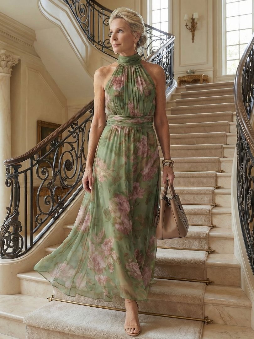 Robe Midi à Encolure Halter Froncée Mirelle