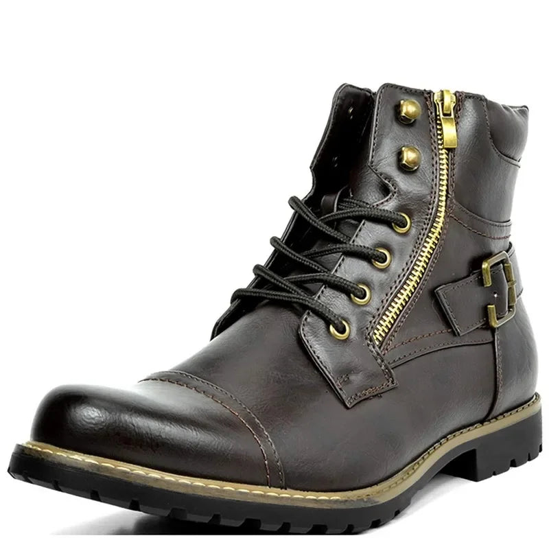Gijs™ Bottes en Cuir Robustes pour Hommes avec Boucle et Lacets