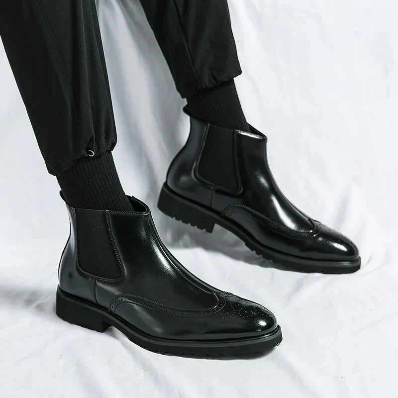 Fabian™ Bottines Chelsea Brillantes pour Hommes