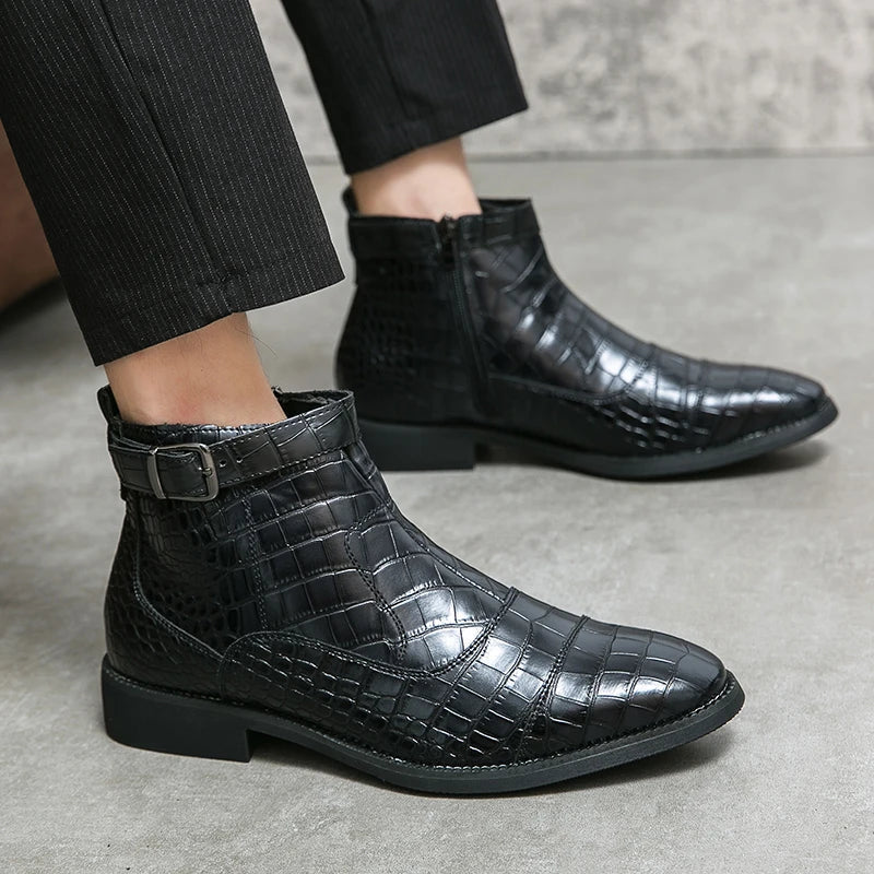 Ivo™ Luxe Bottines Croco-Patron pour Hommes
