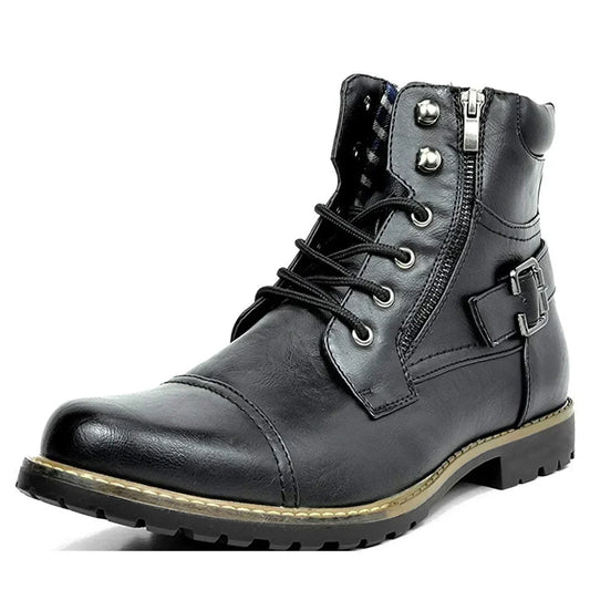 Gijs™ Bottes en Cuir Robustes pour Hommes avec Boucle et Lacets