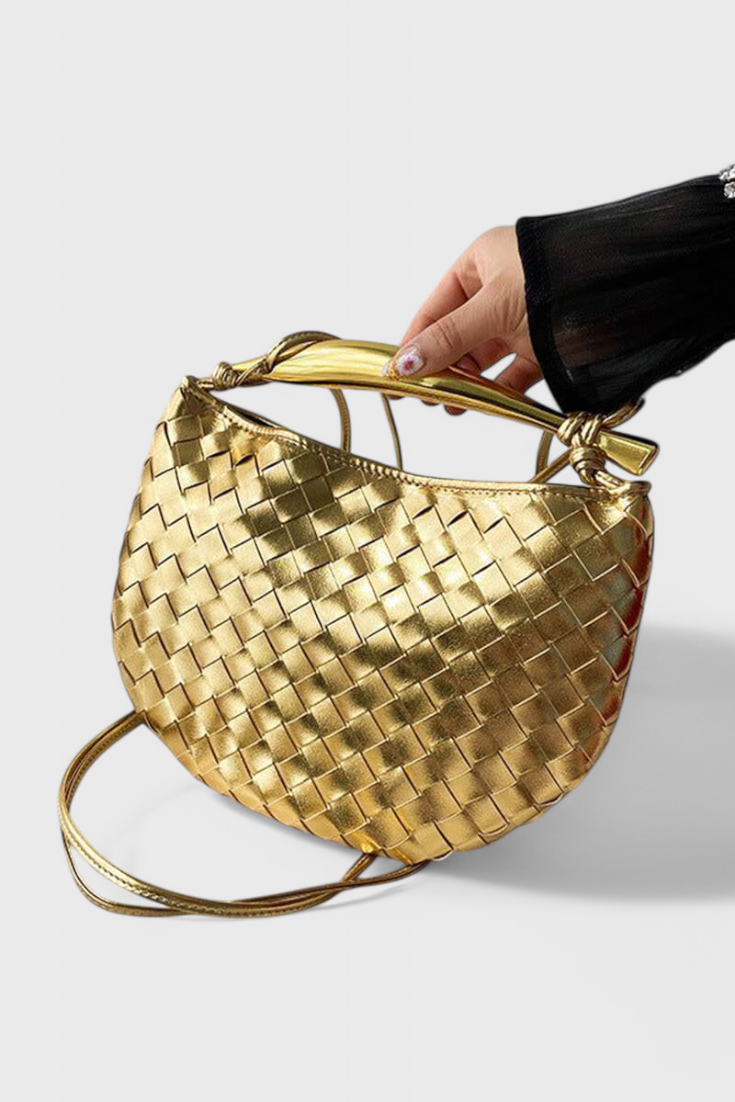 Sac Gerda tissé avec poignée dorée