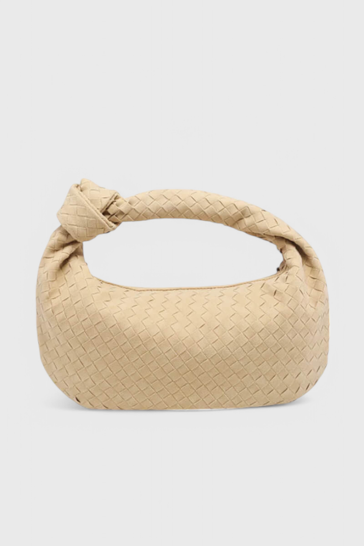Sac à main moyen tissé lilas avec détails de nœuds