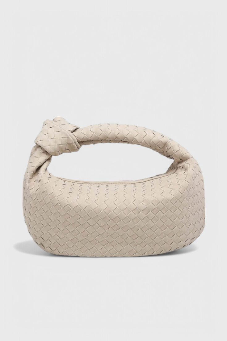 Sac à main moyen tissé lilas avec détails de nœuds