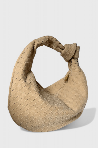 Sac à main moyen tissé lilas avec détails de nœuds
