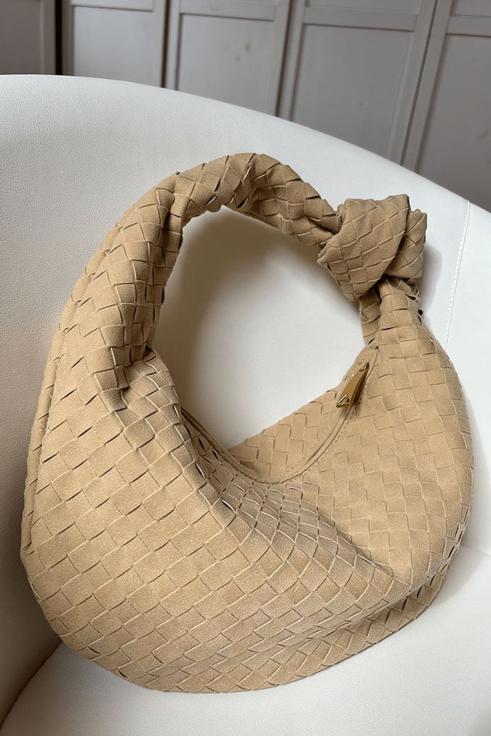 Sac à main moyen tissé lilas avec détails de nœuds