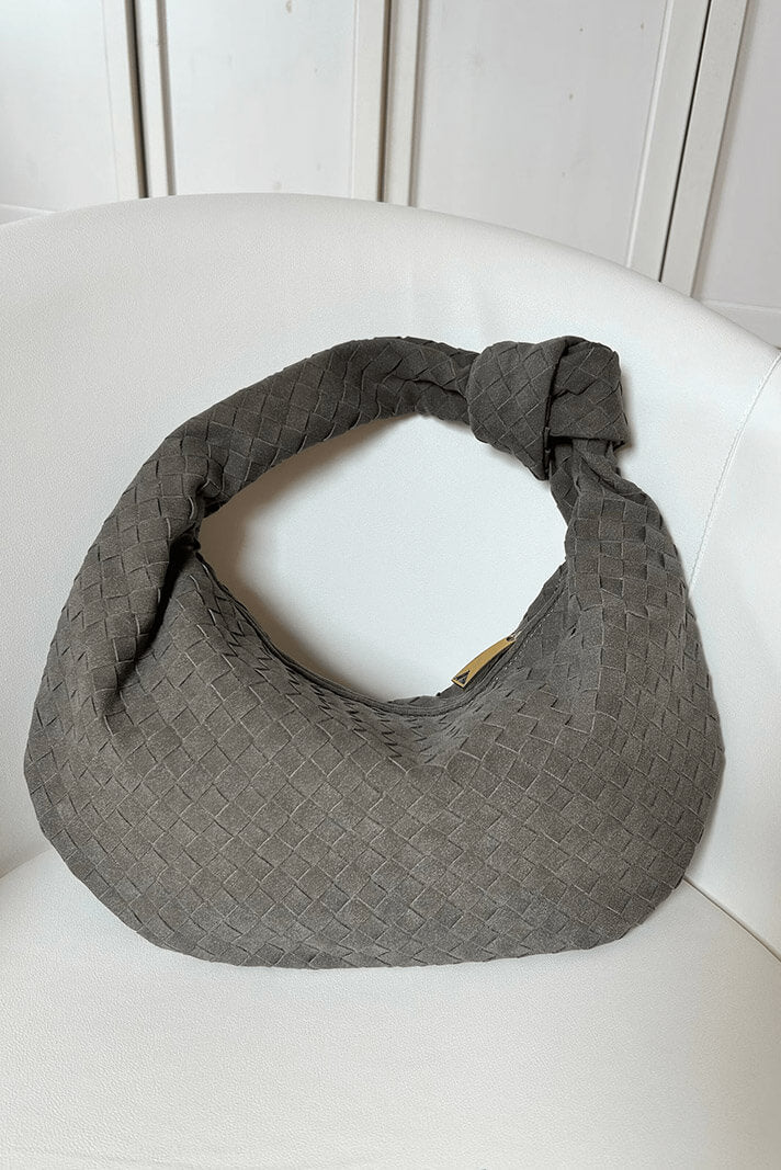 Sac à main moyen tissé lilas avec détails de nœuds