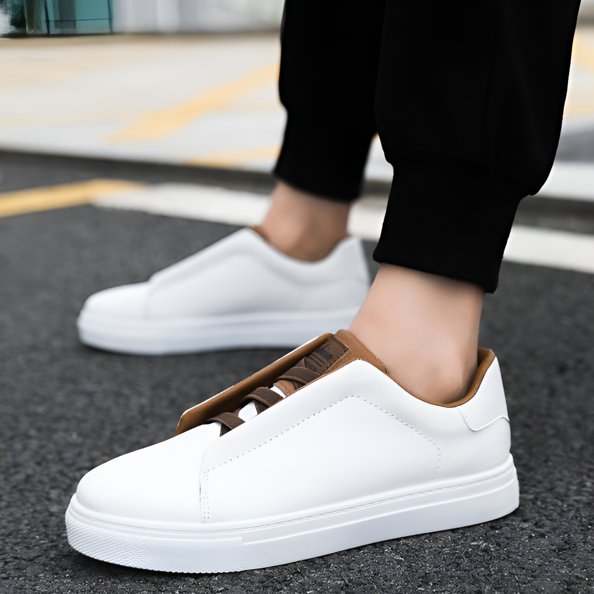 Alexander | Baskets blanches pour hommes en cuir de haute qualité