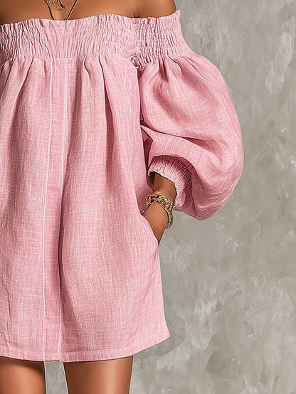 Rosaline | Mini-Robe Épaules Dénudées à Manches Bouffantes