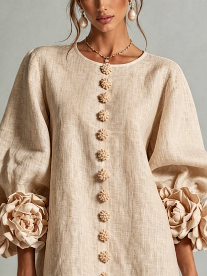 Rosina | Mini-Robe Boutonnée à Manchettes Fleuries
