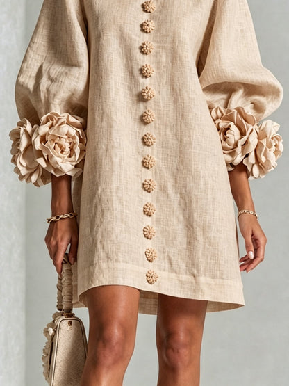 Rosina | Mini-Robe Boutonnée à Manchettes Fleuries