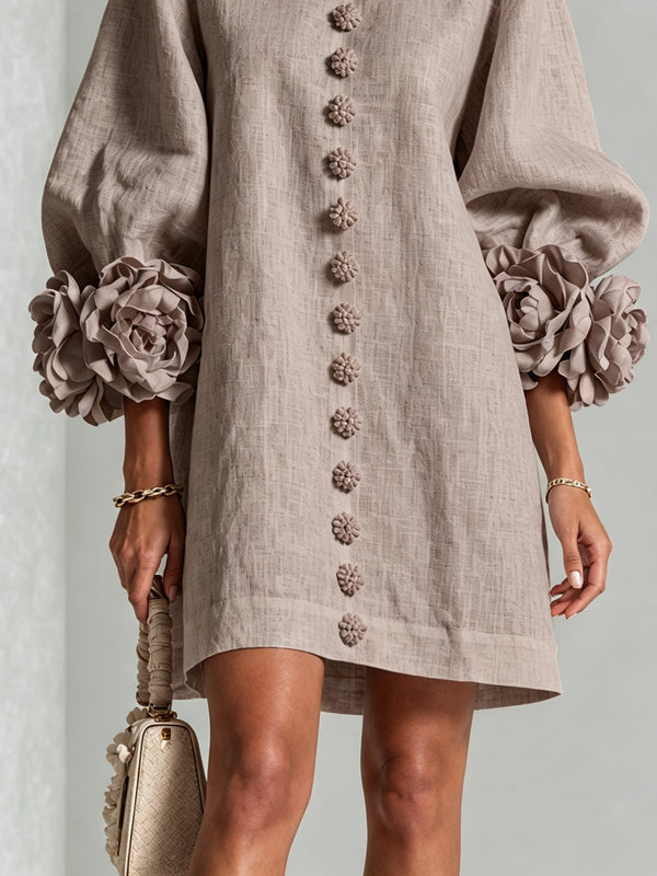 Sadie | Mini-Robe Boutonnée à Manchettes Fleuries