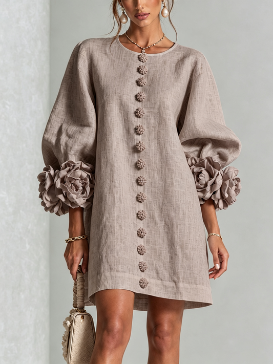 Sadie | Mini-Robe Boutonnée à Manchettes Fleuries