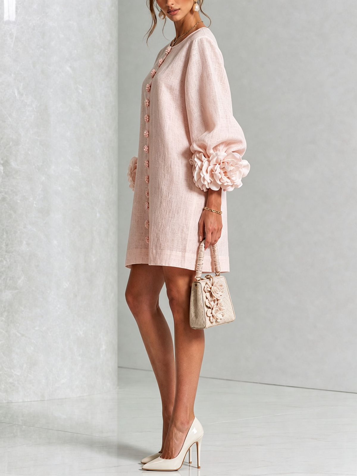 Flora | Mini-Robe Statement à Finitions Florales