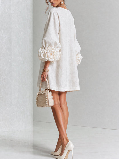Aurora | Mini-Robe Boutonnée à Manchettes Fleuries
