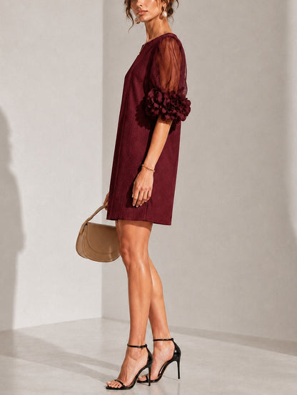 Philippa | Mini-Robe à Manches Bouffantes et Manchettes Fleuries