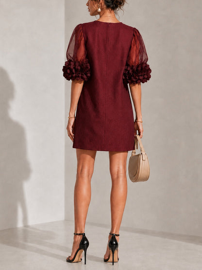 Philippa | Mini-Robe à Manches Bouffantes et Manchettes Fleuries