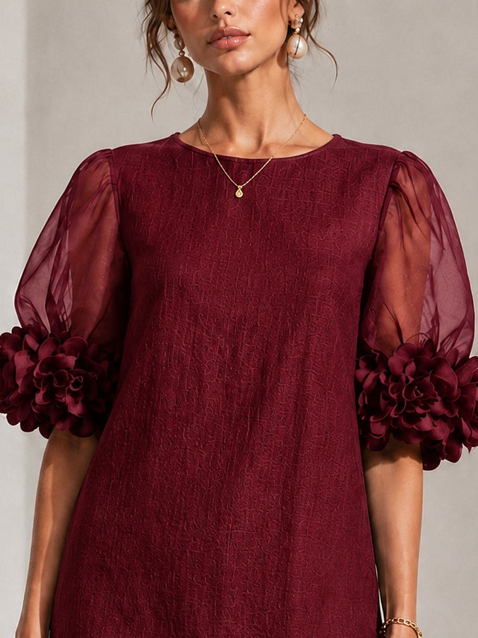 Philippa | Mini-Robe à Manches Bouffantes et Manchettes Fleuries