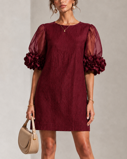 Philippa | Mini-Robe à Manches Bouffantes et Manchettes Fleuries
