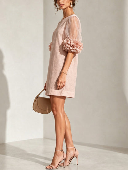 Penelope | Mini-Robe à Manches Bouffantes et Manchettes Fleuries