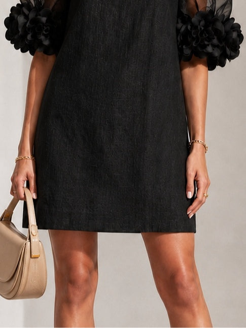 Persephone | Mini-Robe à Manches Bouffantes et Manchettes Fleuries