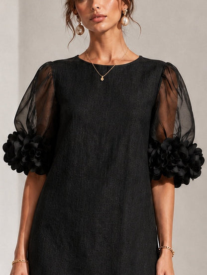 Persephone | Mini-Robe à Manches Bouffantes et Manchettes Fleuries