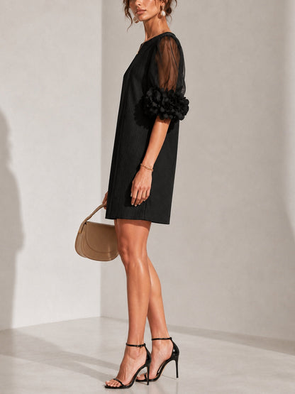 Persephone | Mini-Robe à Manches Bouffantes et Manchettes Fleuries